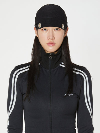 EYELET STRING BEANIE BLACK-Nibgnus-APOC STORE