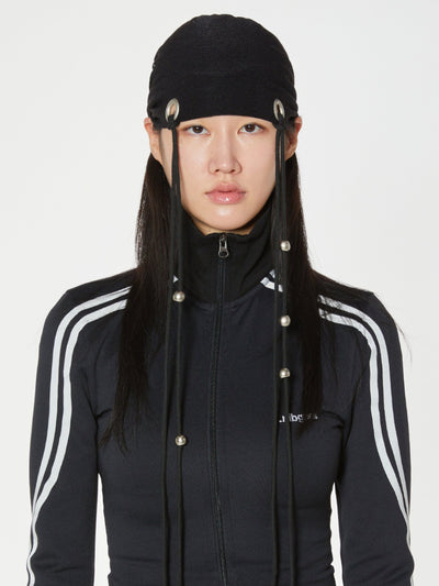 EYELET STRING BEANIE BLACK-Nibgnus-APOC STORE