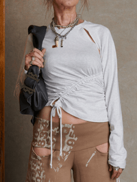 Ruched Long Sleeve - Grey Marle-Karlaidlaw-APOC STORE