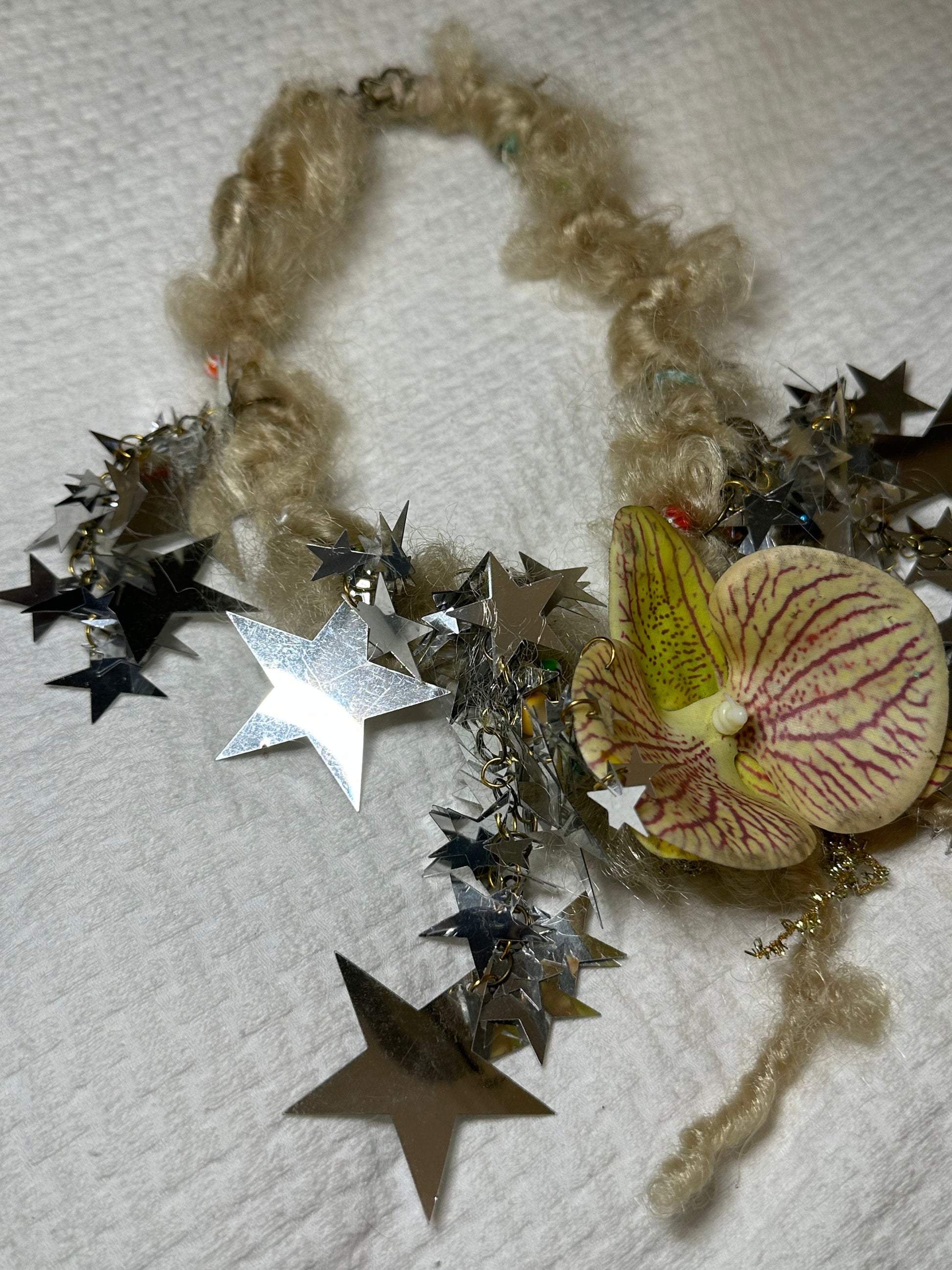 silver meteor orchid handmade necklace-Strangefruit-APOC STORE