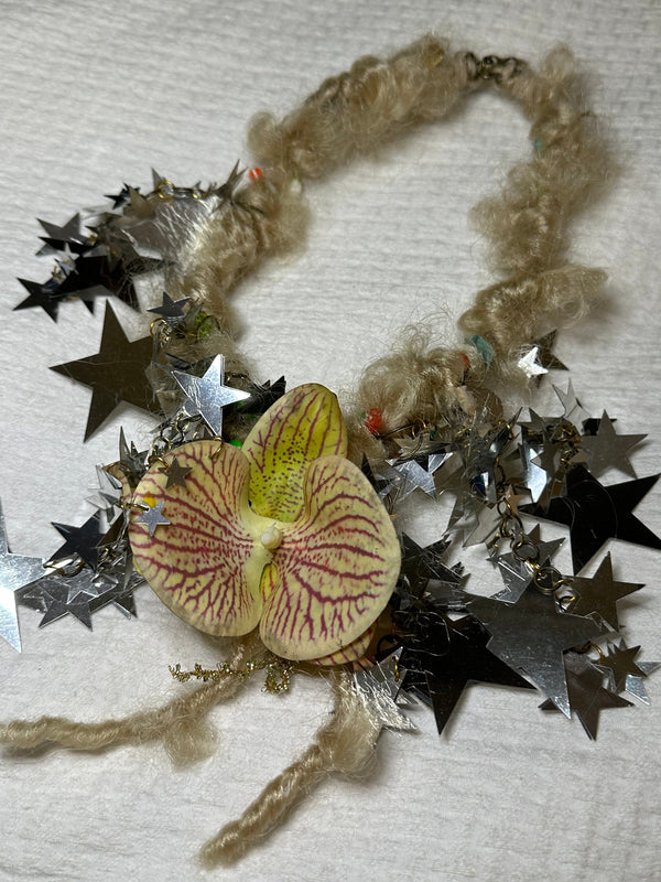 silver meteor orchid handmade necklace-Strangefruit-APOC STORE