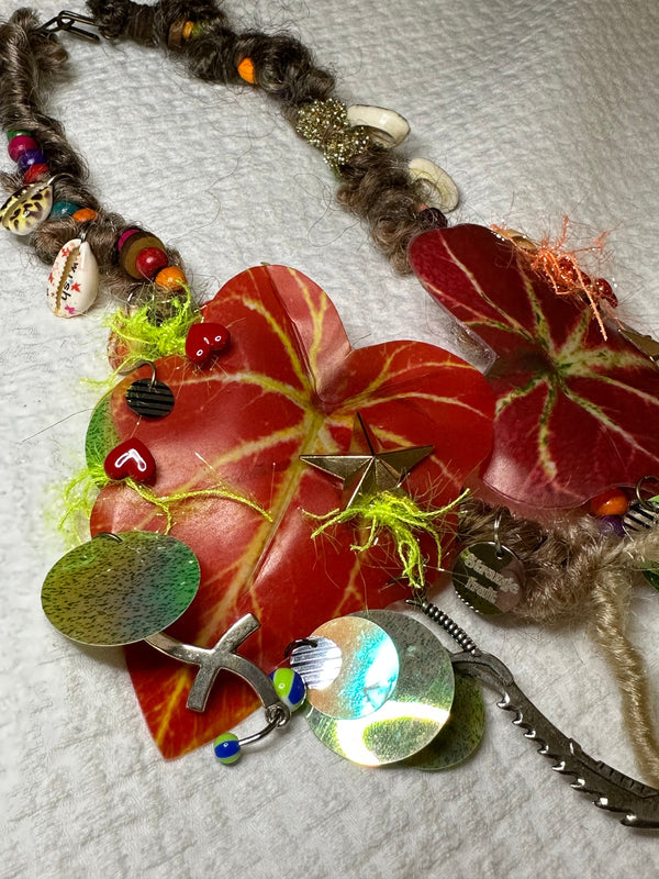 red leaf handmade necklace-Strangefruit-APOC STORE