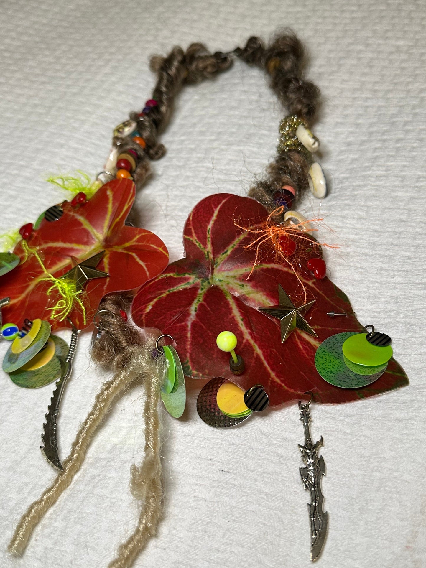 red leaf handmade necklace-Strangefruit-APOC STORE