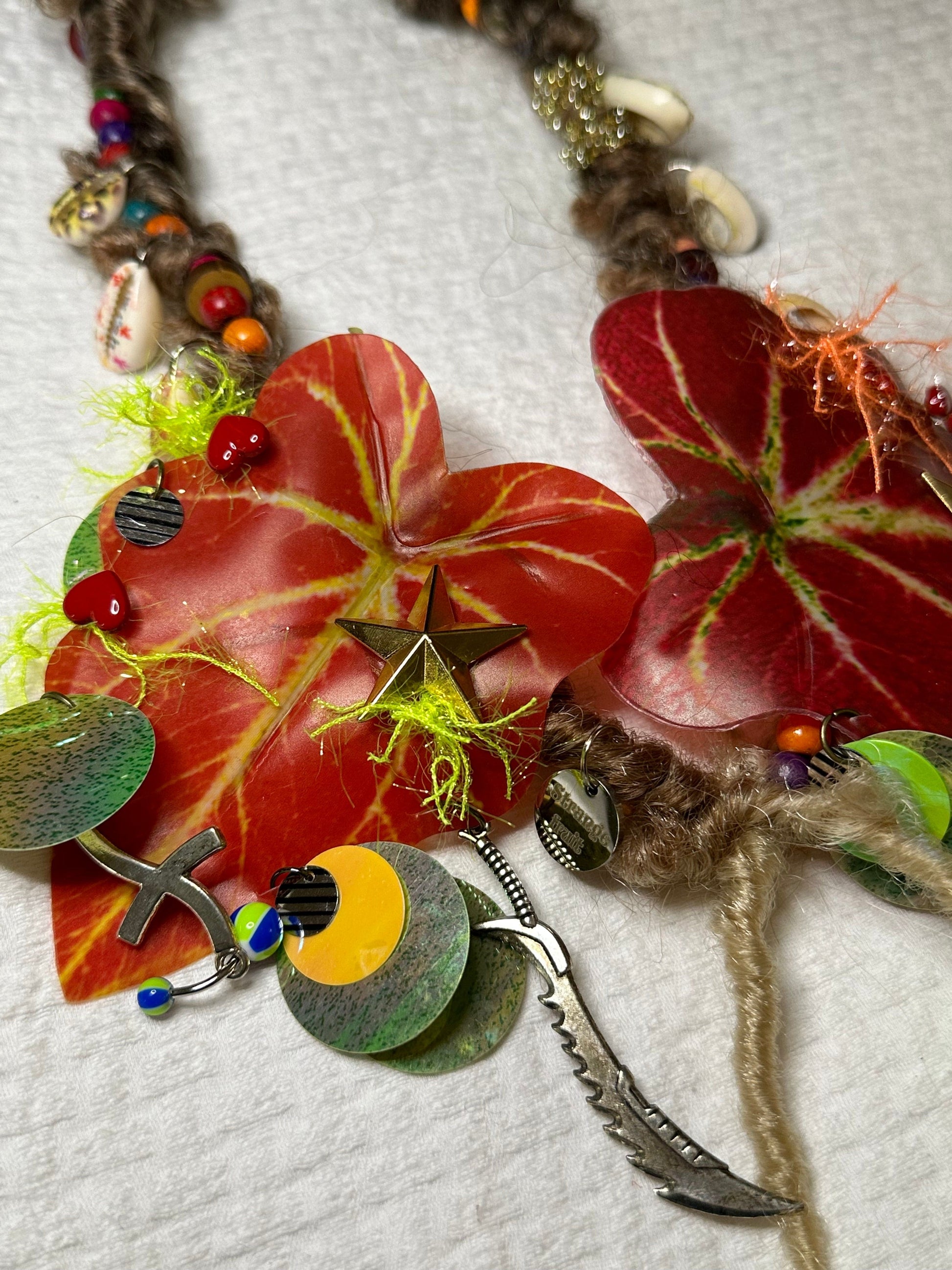red leaf handmade necklace-Strangefruit-APOC STORE