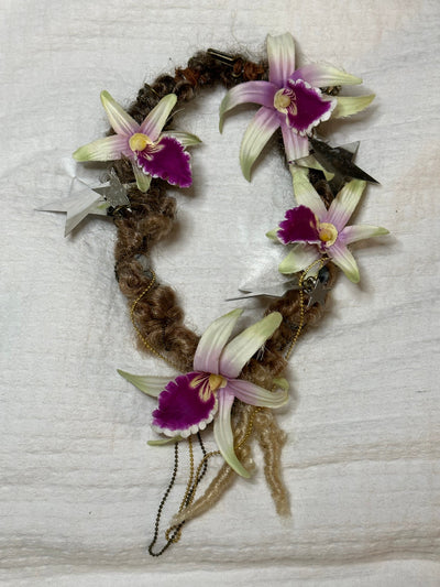 mini pink orchids handmade necklace-Strangefruit-APOC STORE