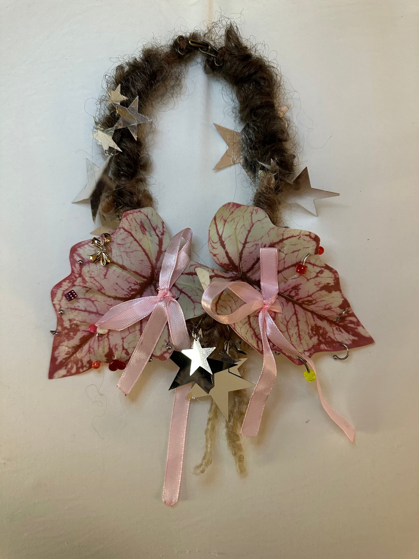 pink leaf handmade necklace-Strangefruit-APOC STORE