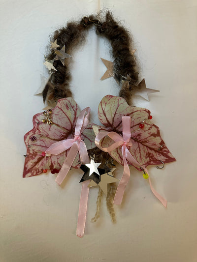 pink leaf handmade necklace-Strangefruit-APOC STORE
