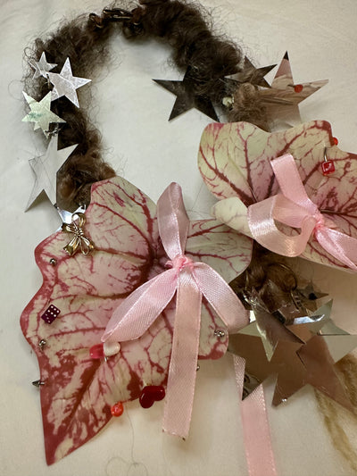pink leaf handmade necklace-Strangefruit-APOC STORE