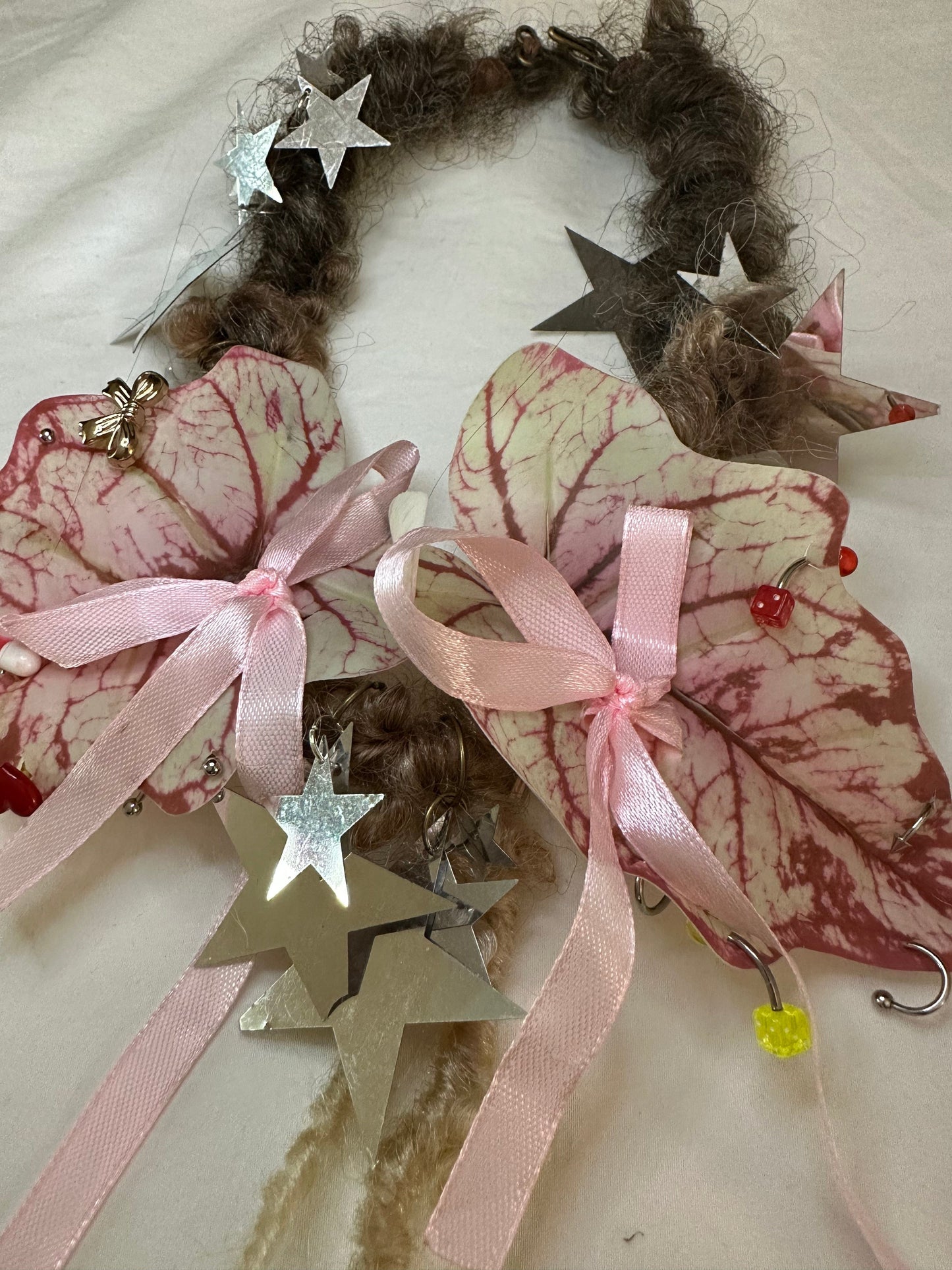 pink leaf handmade necklace-Strangefruit-APOC STORE