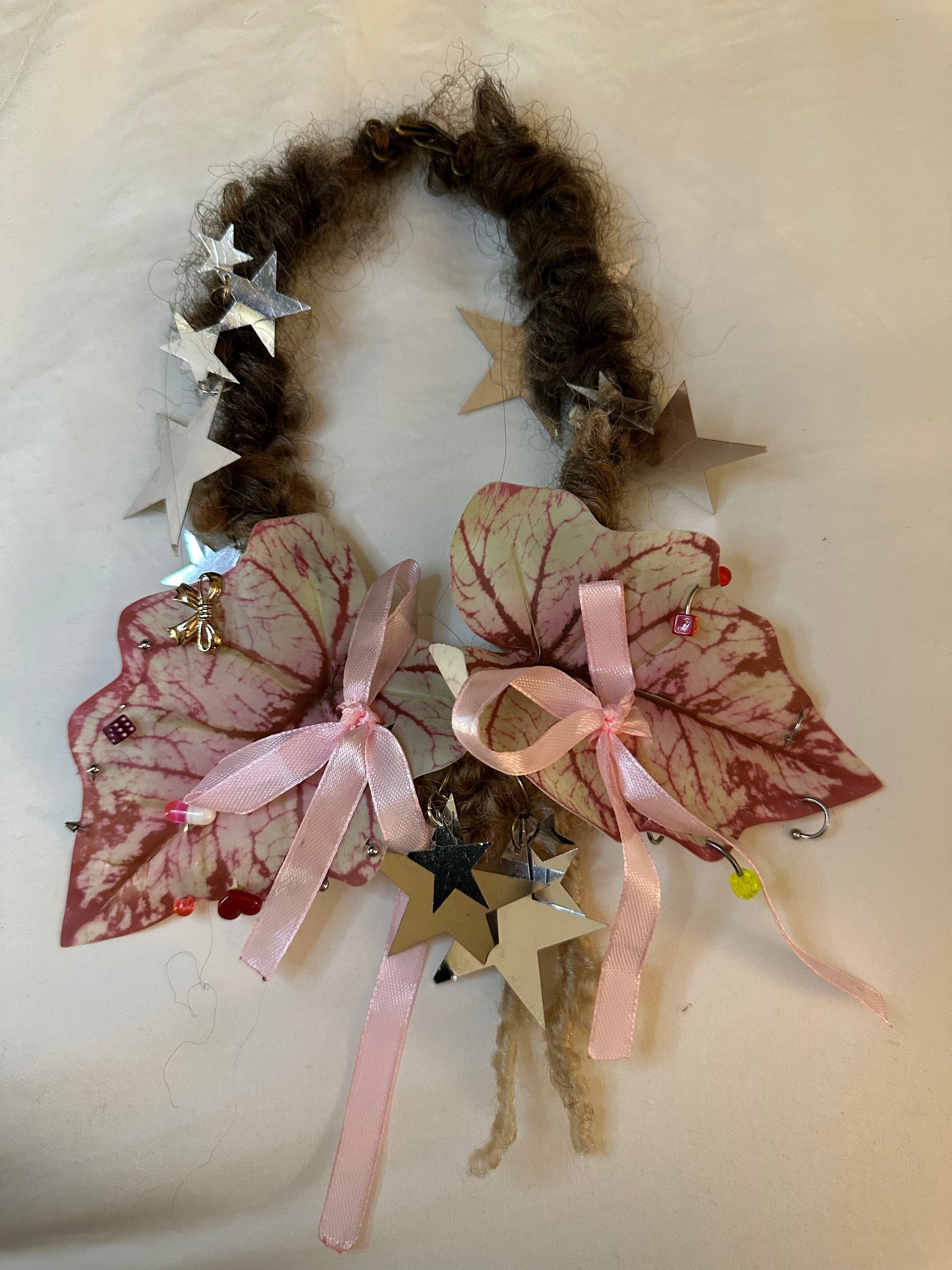 pink leaf handmade necklace-Strangefruit-APOC STORE