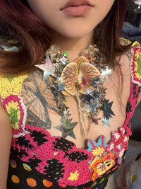 silver meteor orchid handmade necklace-Strangefruit-APOC STORE