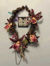 mini purple orchids handmade necklace-Strangefruit-APOC STORE