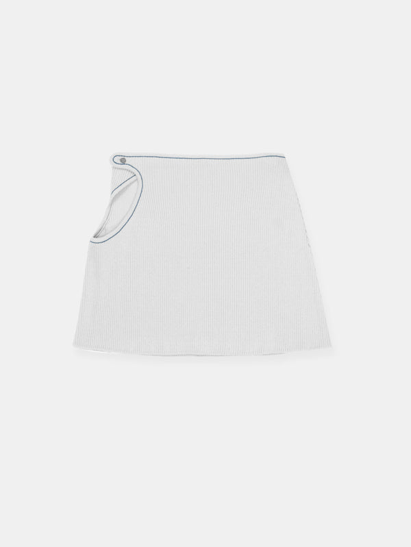 Score Knit Mini Skirt White-René Scheibenbauer-APOC STORE