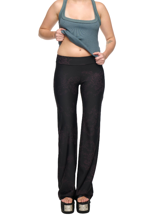 Floral Yoga Pant - Black/Purple-Karlaidlaw-APOC STORE