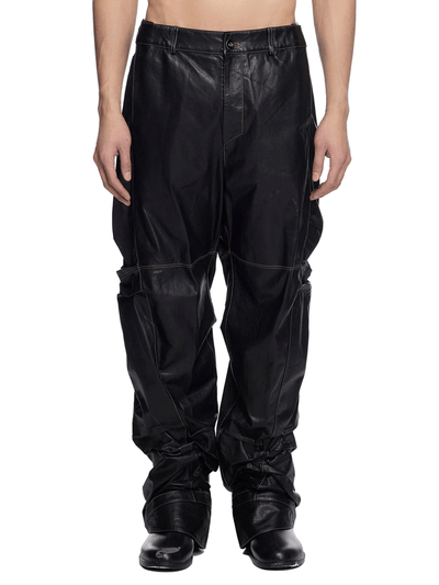 Gathered Leather Pants-XIMONLEE-APOC STORE