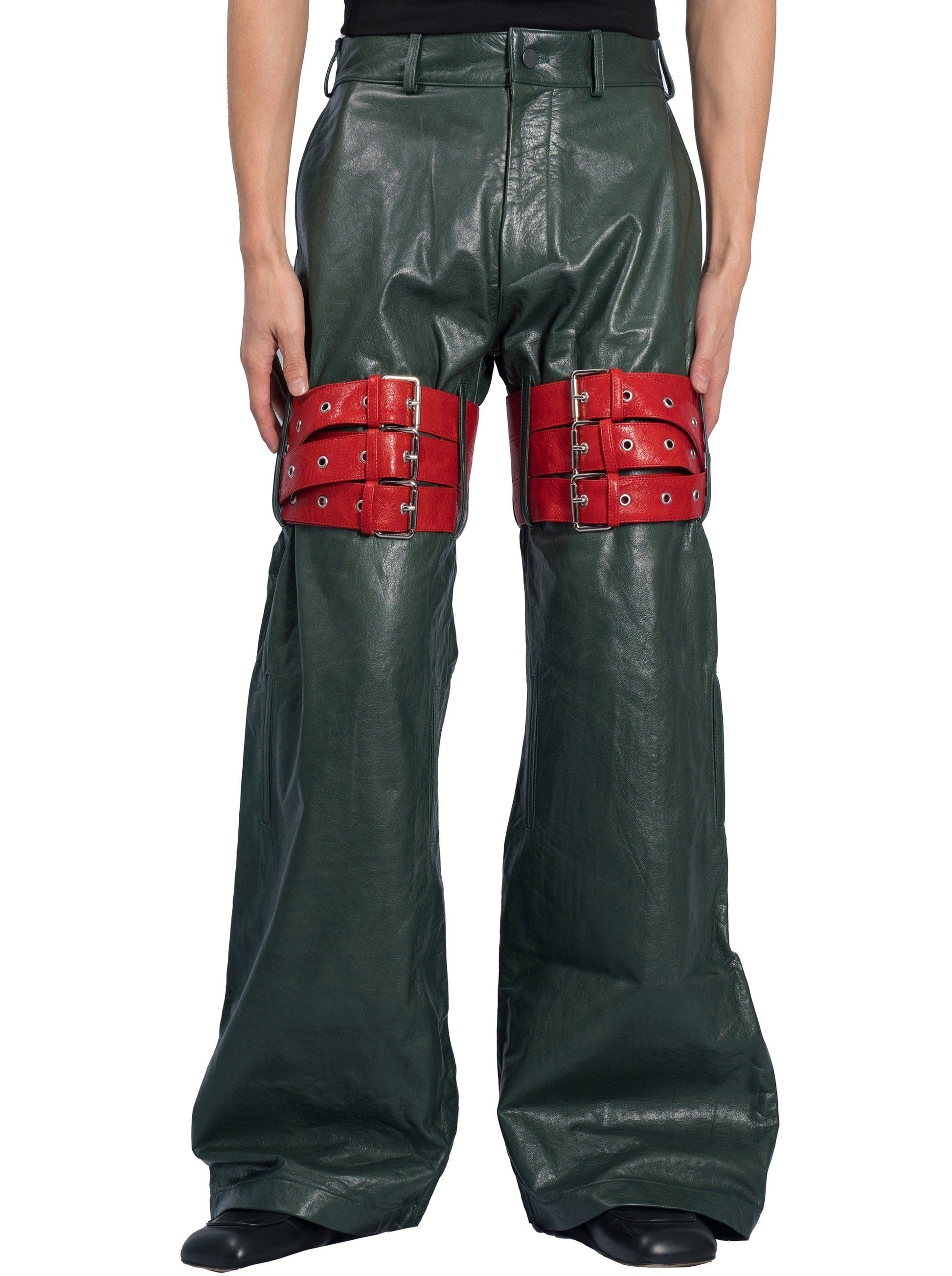 Belted Combat Leather Pants-XIMONLEE-APOC STORE
