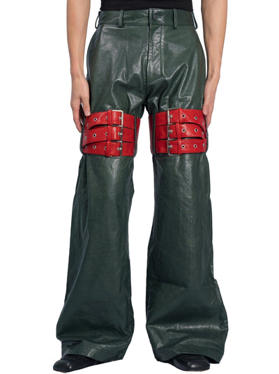 Belted Combat Leather Pants-XIMONLEE-APOC STORE