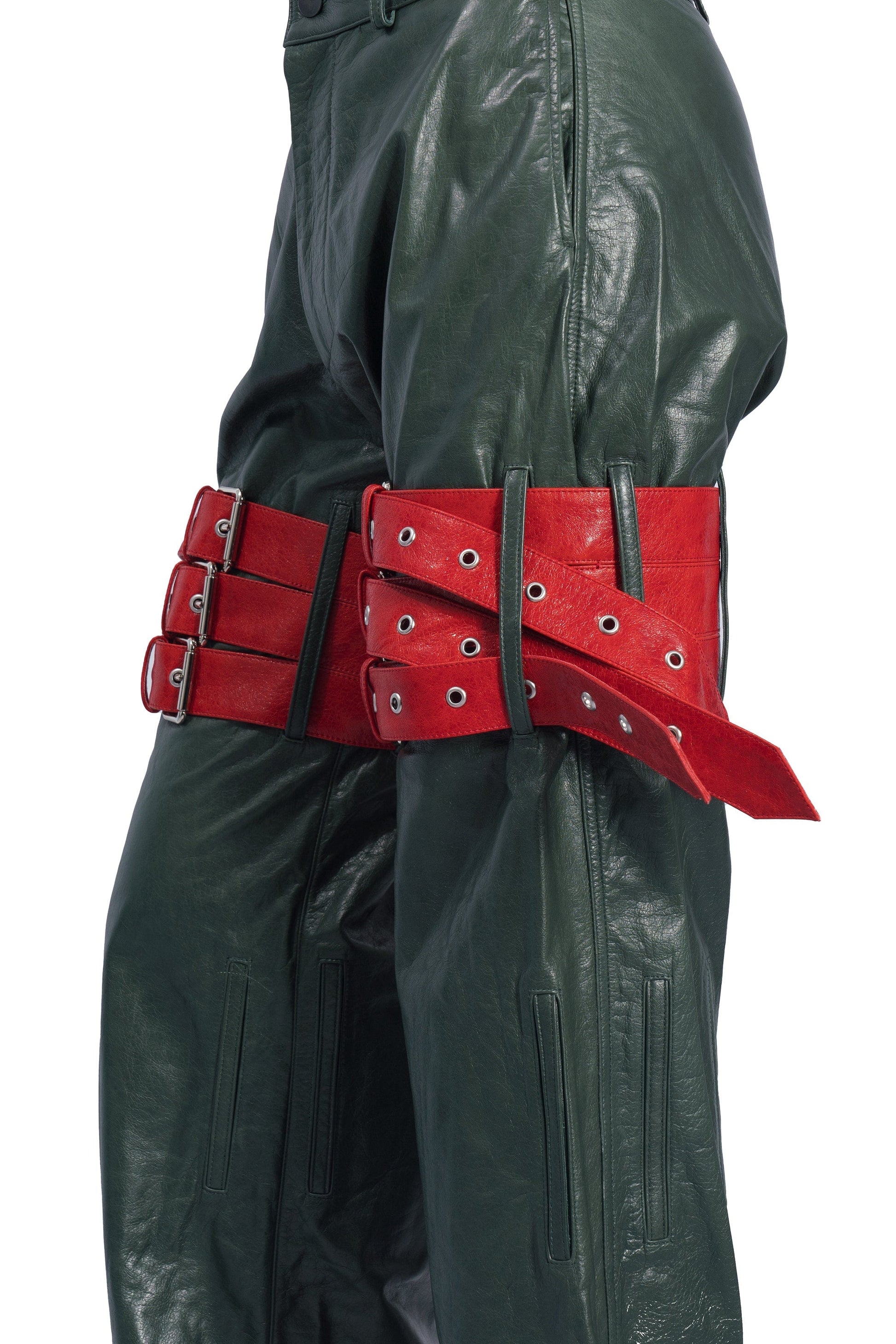 Belted Combat Leather Pants-XIMONLEE-APOC STORE