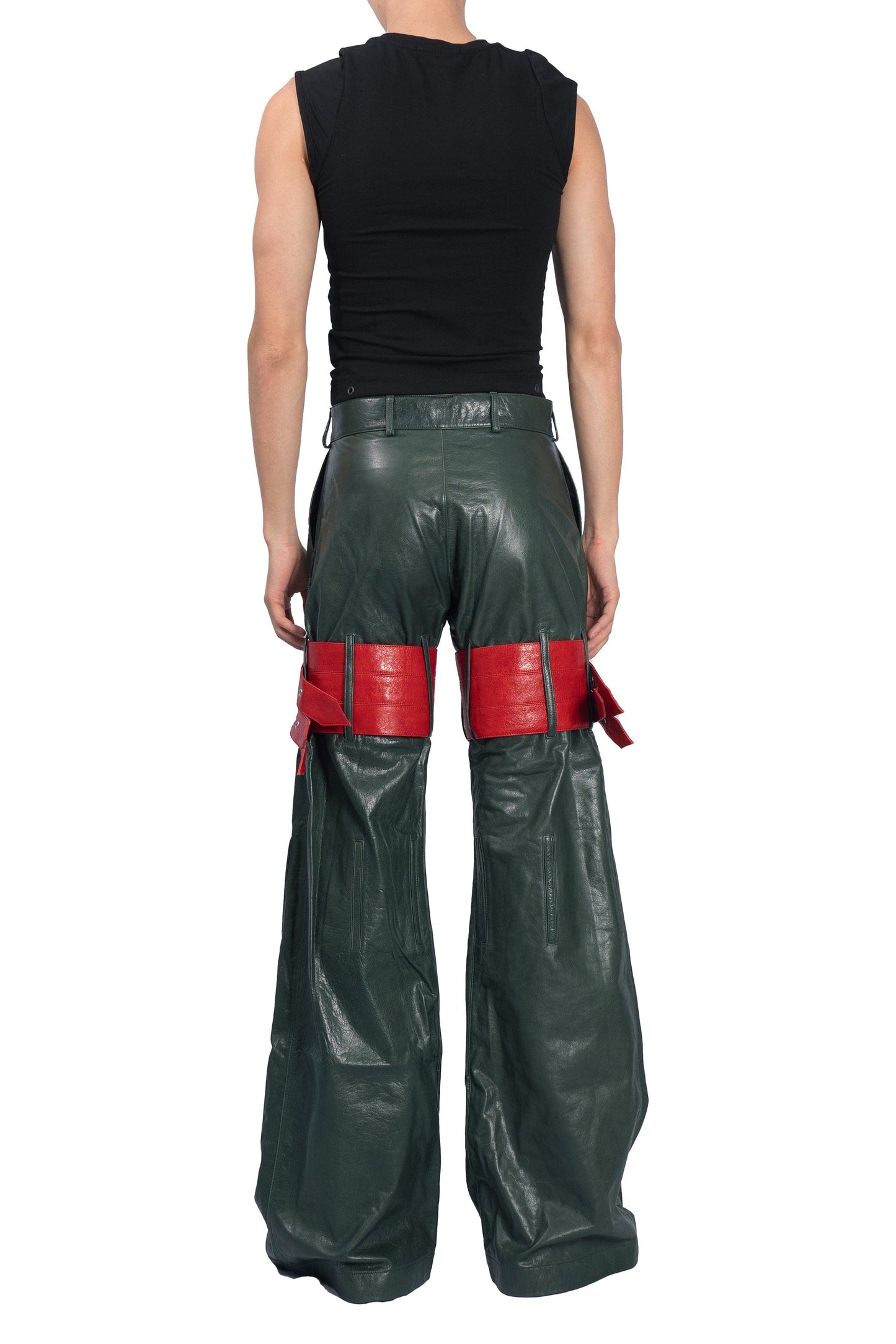 Belted Combat Leather Pants-XIMONLEE-APOC STORE