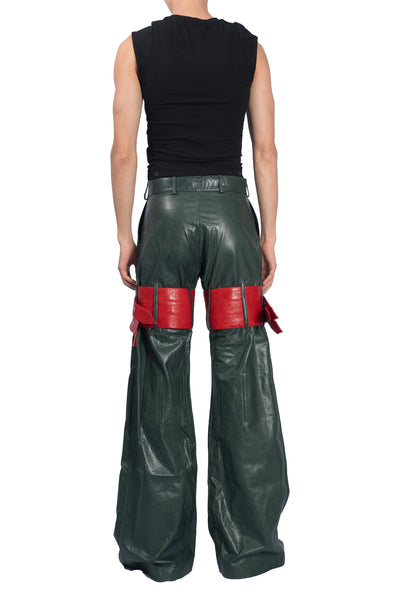 Belted Combat Leather Pants-XIMONLEE-APOC STORE