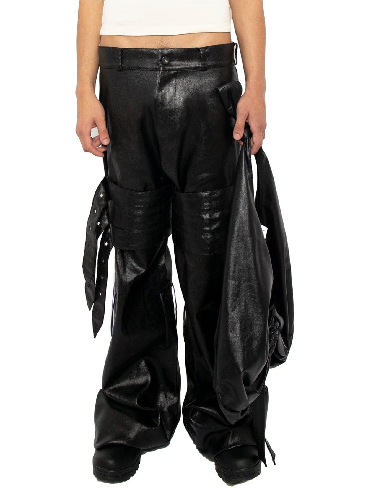 PU Belted Combat Pants-XIMONLEE-APOC STORE