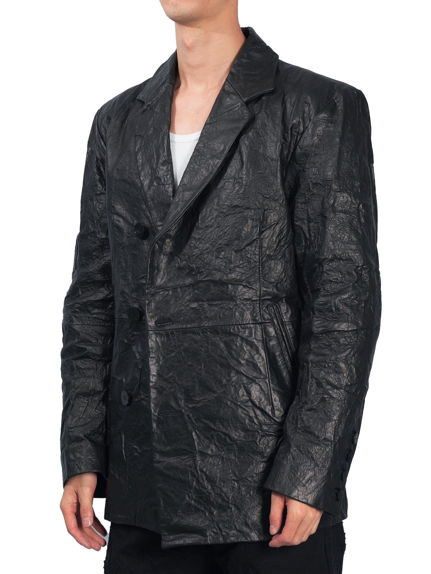 Sculptured Leather Blazer-XIMONLEE-APOC STORE