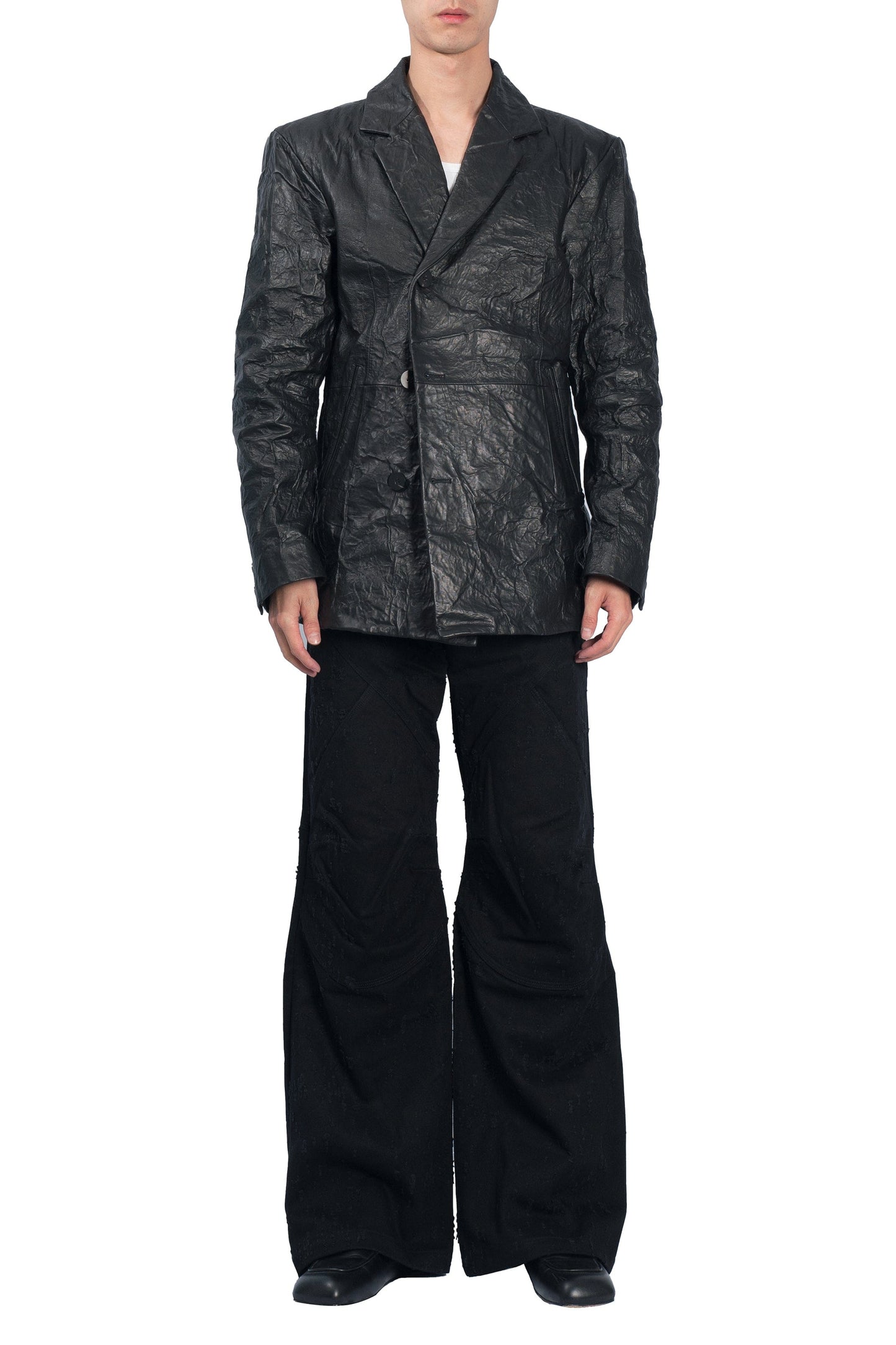 Sculptured Leather Blazer-XIMONLEE-APOC STORE