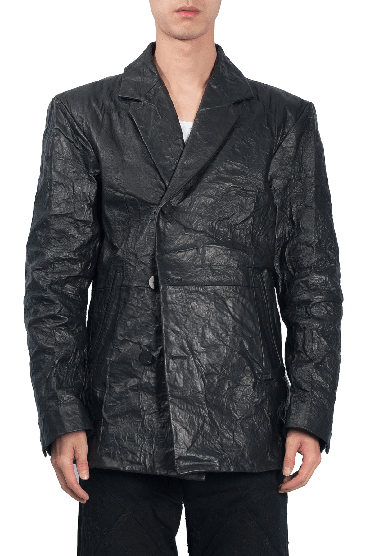 Sculptured Leather Blazer-XIMONLEE-APOC STORE