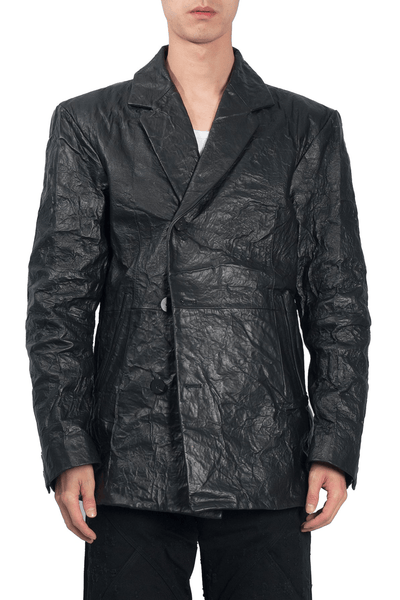 Sculptured Leather Blazer-XIMONLEE-APOC STORE