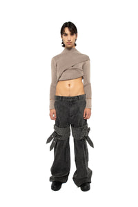 Stonewashed Belted Combat Pants-XIMONLEE-APOC STORE