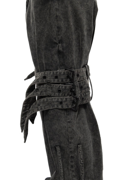 Stonewashed Belted Combat Pants-XIMONLEE-APOC STORE
