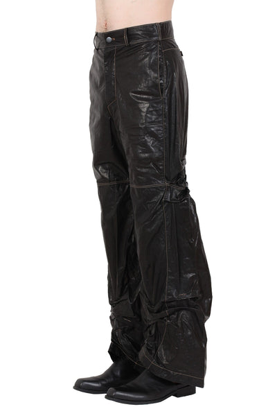 Creased Leather Pants-XIMONLEE-APOC STORE