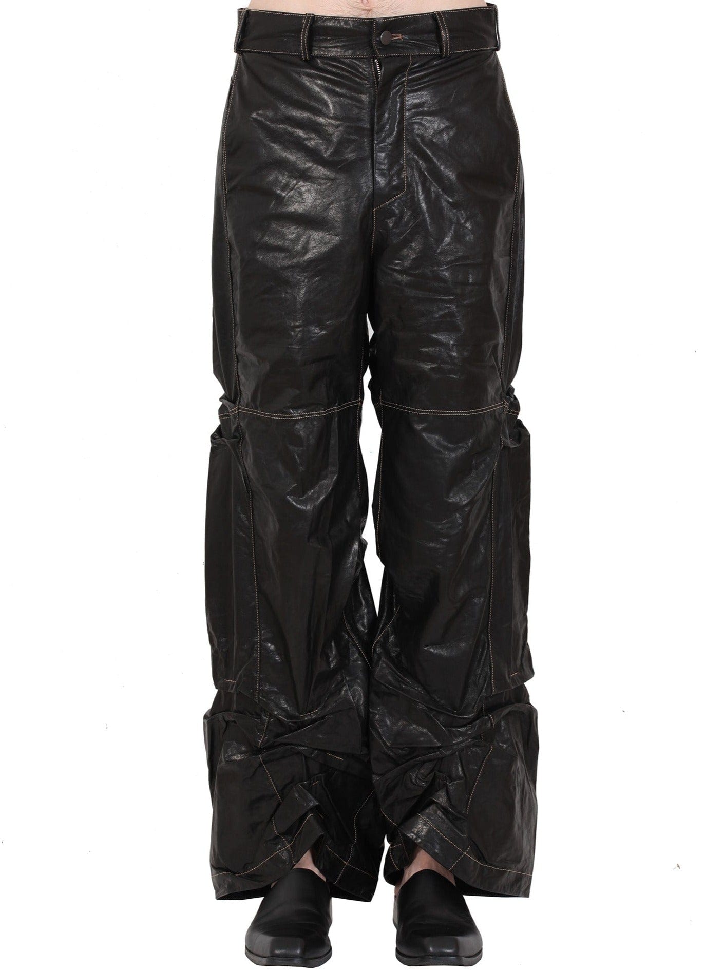 Creased Leather Pants-XIMONLEE-APOC STORE