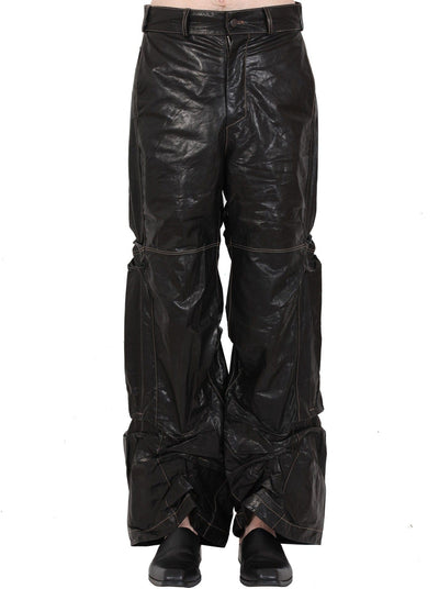 Creased Leather Pants-XIMONLEE-APOC STORE