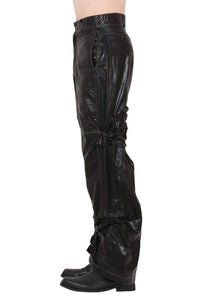 Creased Leather Pants-XIMONLEE-APOC STORE