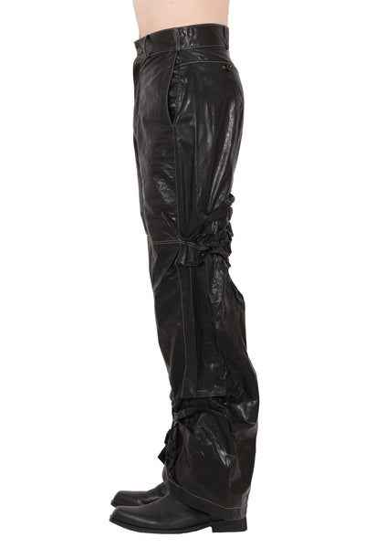 Creased Leather Pants-XIMONLEE-APOC STORE