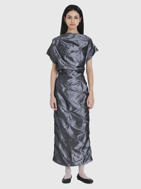 Dress Draped Grey-Nensi Avetisian-APOC STORE