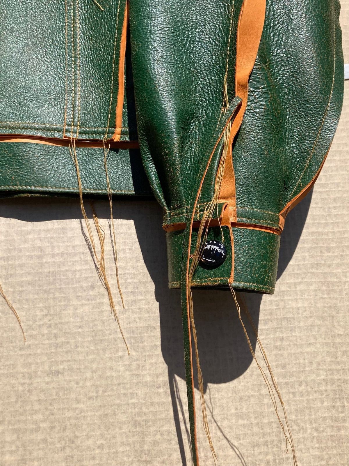 Green/Tan Leather Jacket:-Jetpack Hom(m)e-APOC STORE