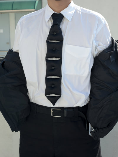 Silk Pillow Necktie Necklace - Black-Julye Han-APOC STORE