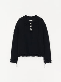 Hand Disstressed Collar Cashmere Knit 002_ Black-Taekh-APOC STORE