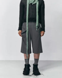 Draped Pocket Wool Shorts 001 _ Gray-Taekh-APOC STORE