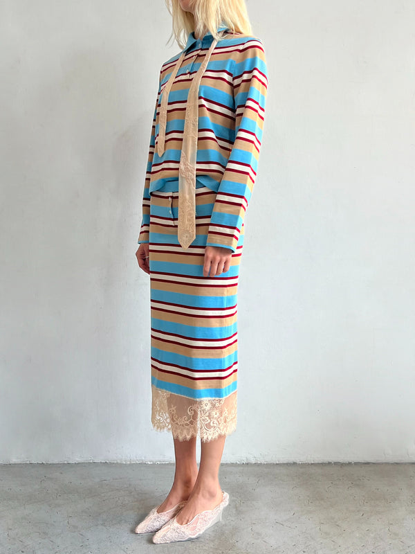 Lace-Trimmed Cotton Knit Skirt-Nastyamasha-APOC STORE