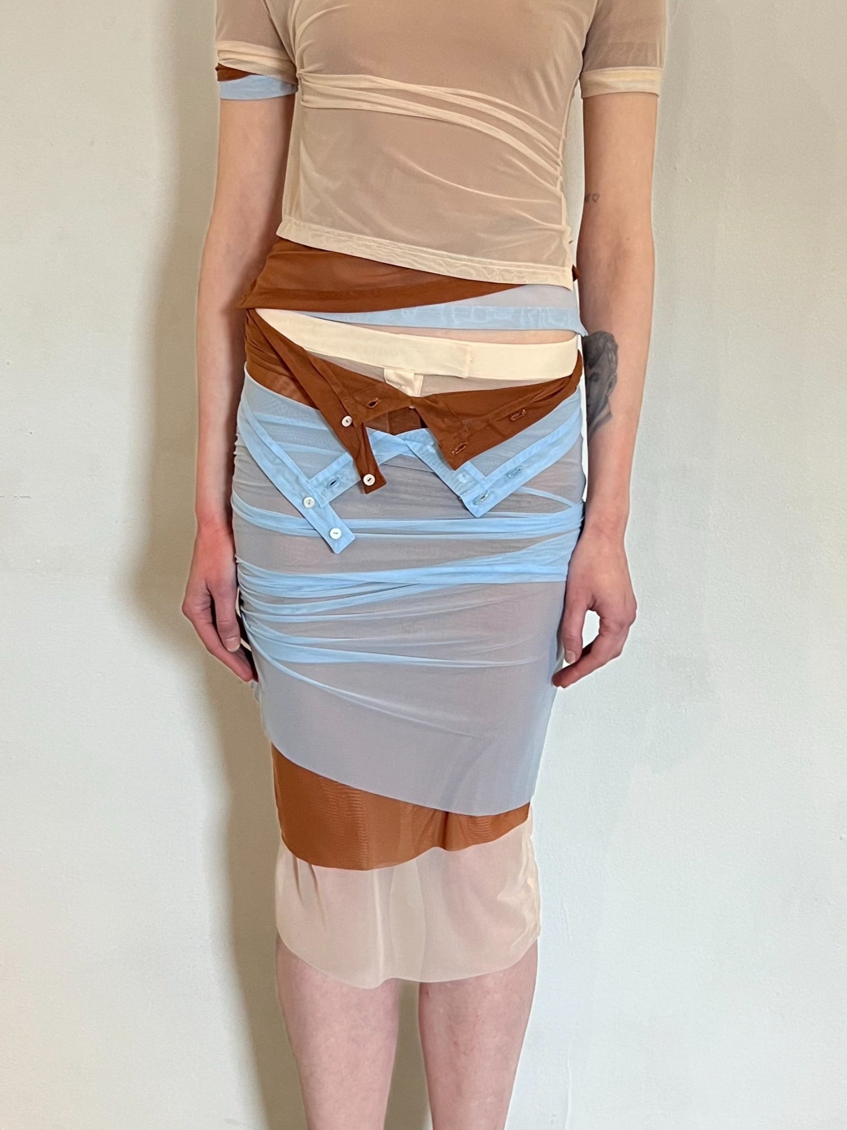 Mesh Triple Polo Midi Skirt-Nastyamasha-APOC STORE