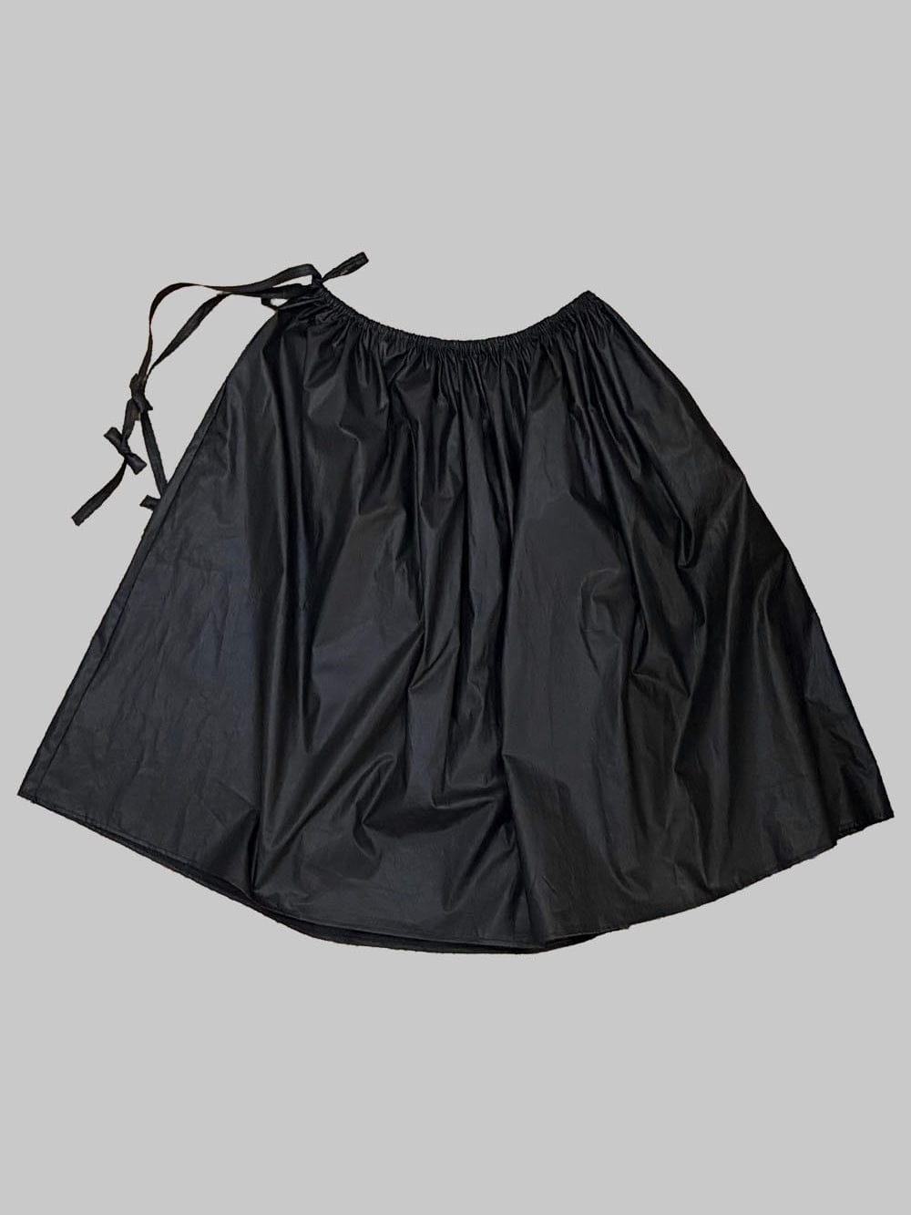 Coated Cotton Gathered Skirt -Black-Julye Han-APOC STORE