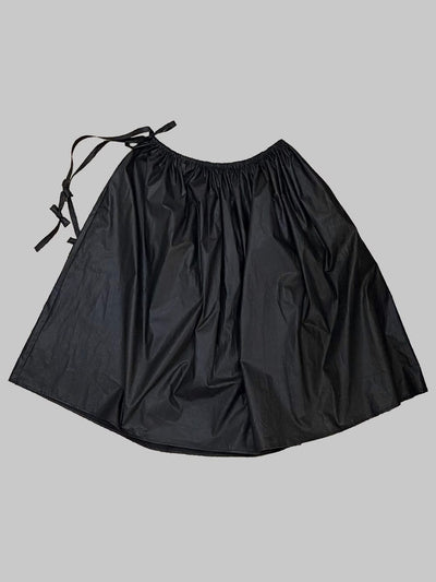 Coated Cotton Gathered Skirt -Black-Julye Han-APOC STORE