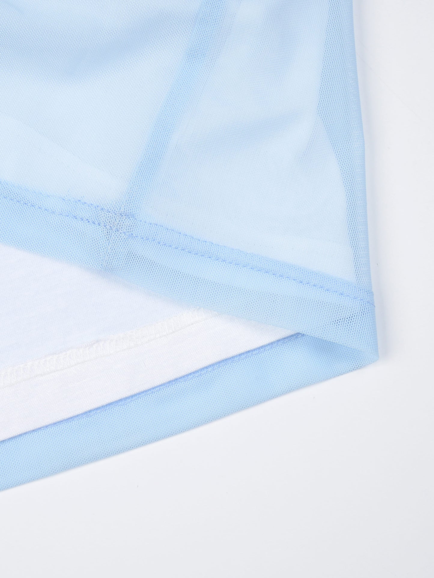 Draped Layer Top Light Blue-mesh blanca-APOC STORE