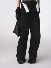 Black Utility Panel Curved Trousers-TRINITE Studio-APOC STORE
