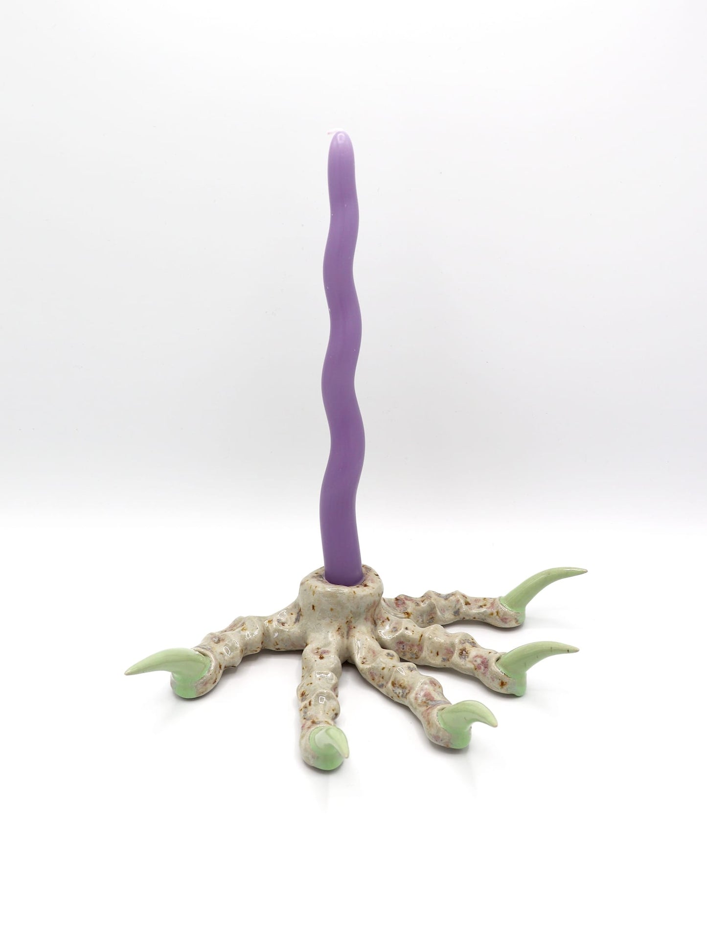 Speckled Cream Paw Candlestick-Naomi Gilon-APOC STORE