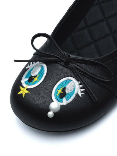 GO VACAY Anime Pearl Tears Flats Black-EMPTY BEHAVIOR-APOC STORE