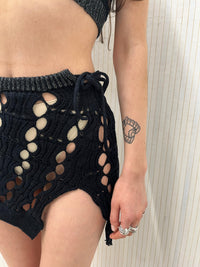 BLACK MINI KNIT SKIRT-Sania Parvez-APOC STORE